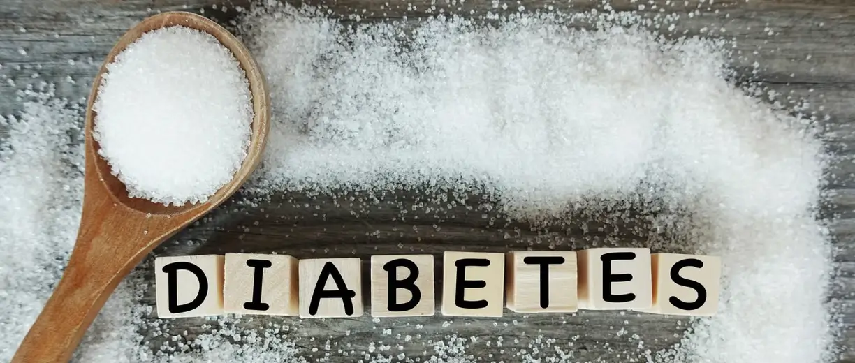 Here's an alt tag for the image: Sugar and the word diabetes.
