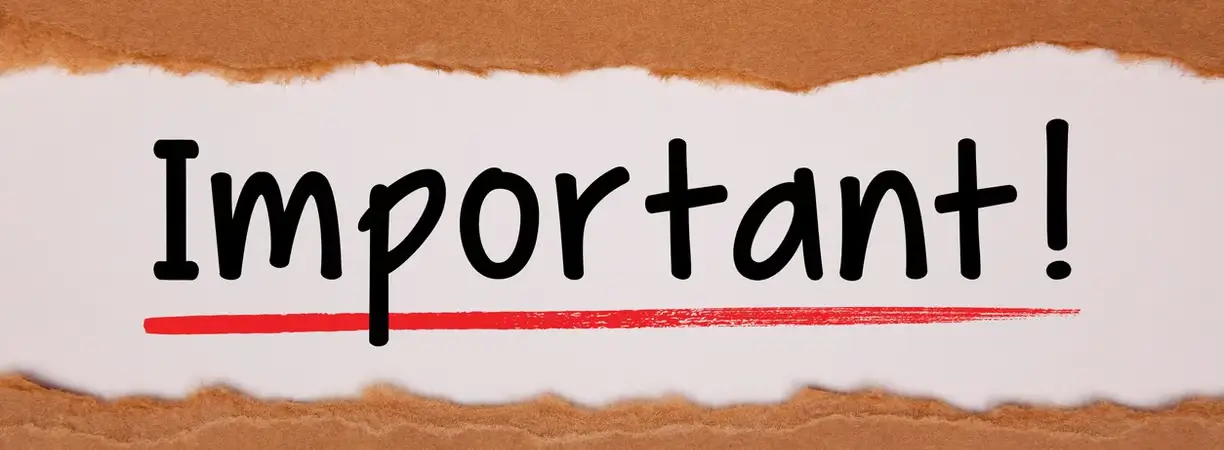 Here's an alt tag for the image: Important! Urgent notice.